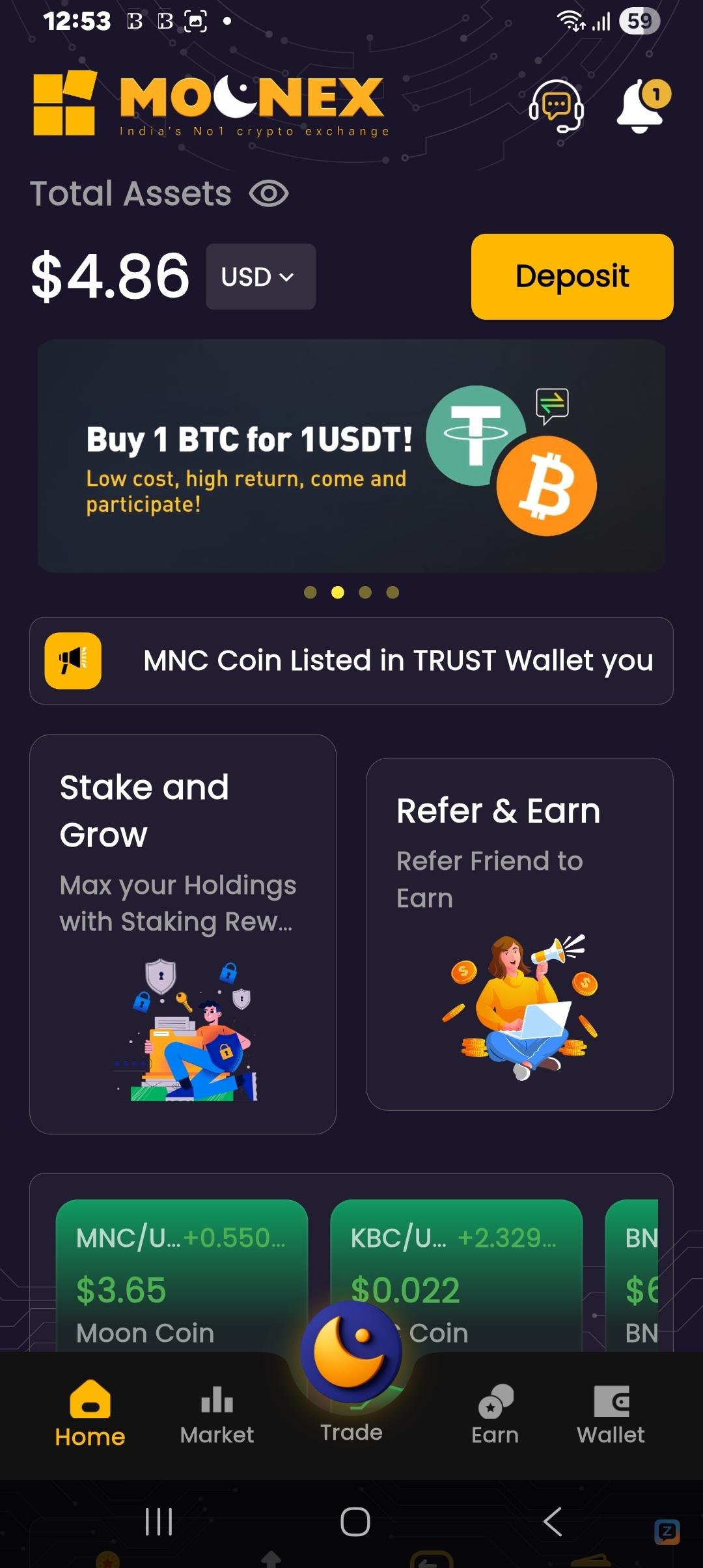 Use my referral code : 63083733 <br />
 World's No1 Crypto Exchange...