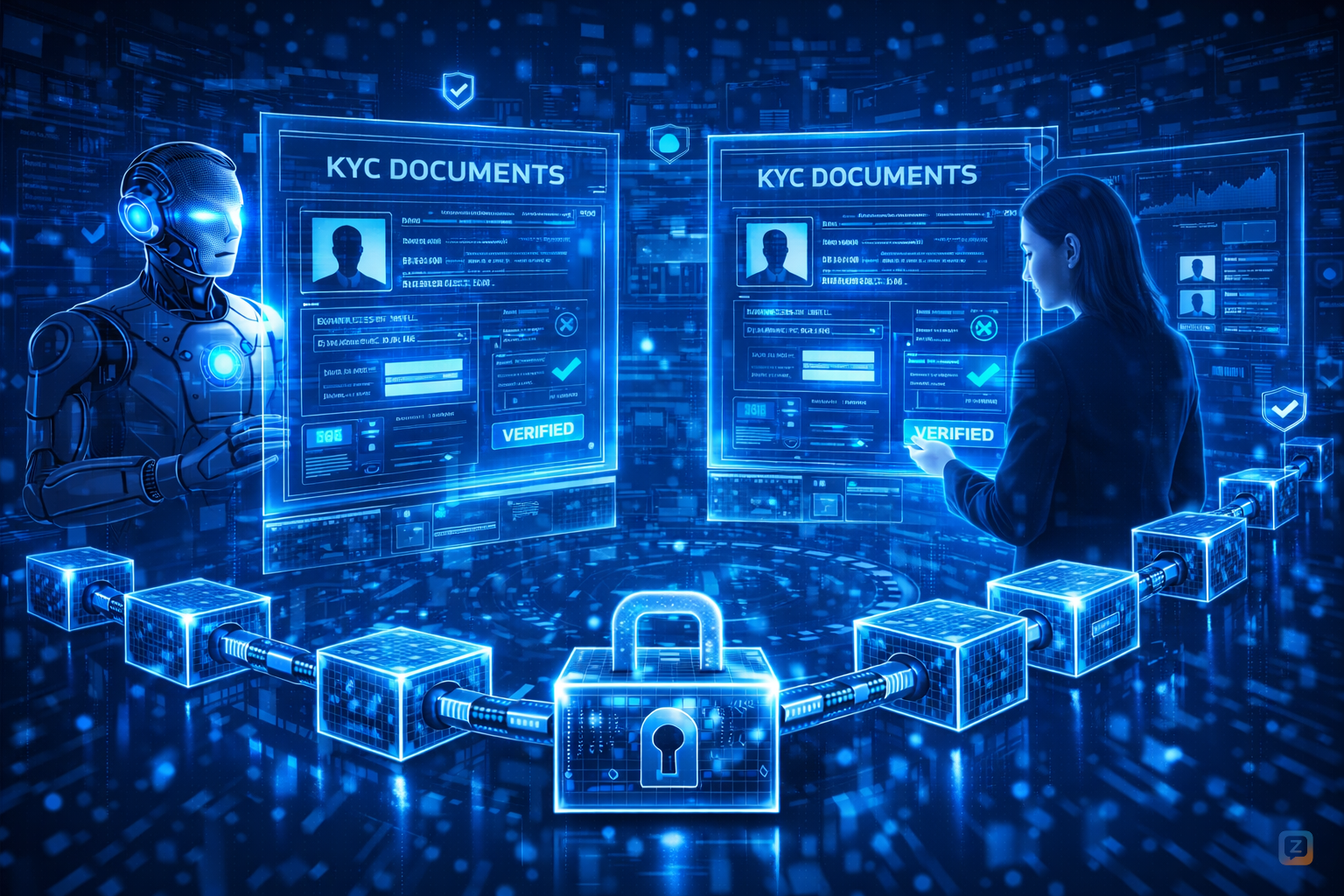 Human and AI curators verifying user identities one by one, reviewing digital...